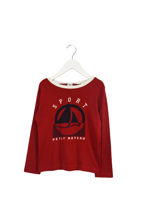 A Red Long Sleeve Tops from Petit Bateau in size 6T for boy. (Front View)