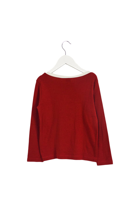 A Red Long Sleeve Tops from Petit Bateau in size 6T for boy. (Back View)