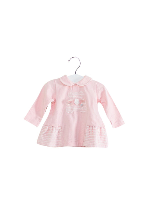 A Pink Long Sleeve Dresses from Chickeeduck in size 3-6M for girl. (Front View)
