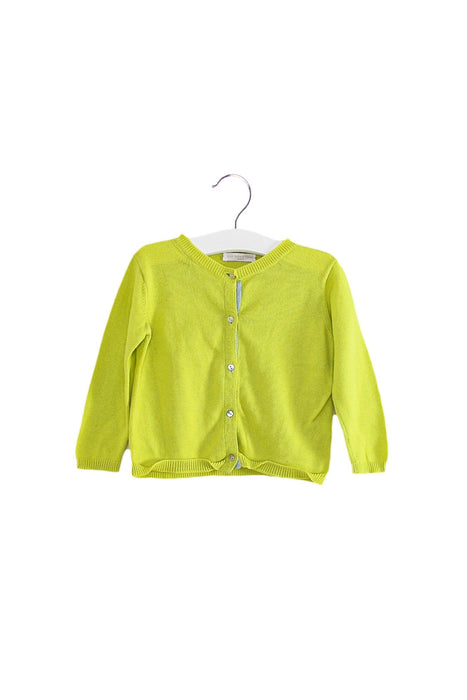 A Yellow Cardigans from Les Enfantines in size 6-12M for girl. (Front View)