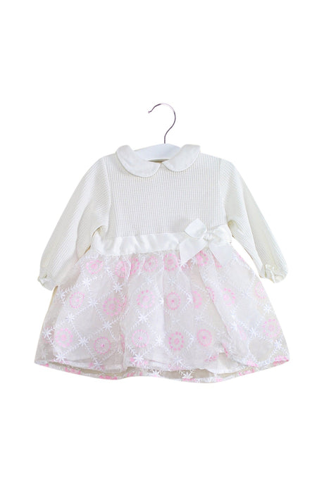 A White Long Sleeve Dresses from Chickeeduck in size 12-18M for girl. (Front View)