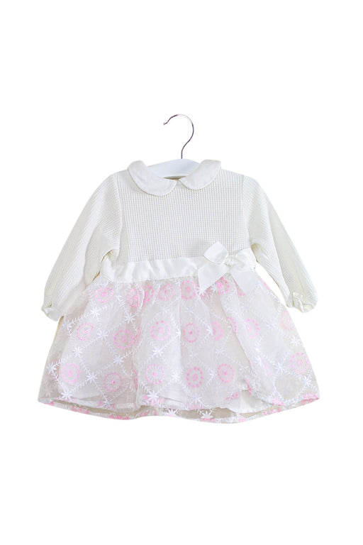 A White Long Sleeve Dresses from Chickeeduck in size 12-18M for girl. (Front View)