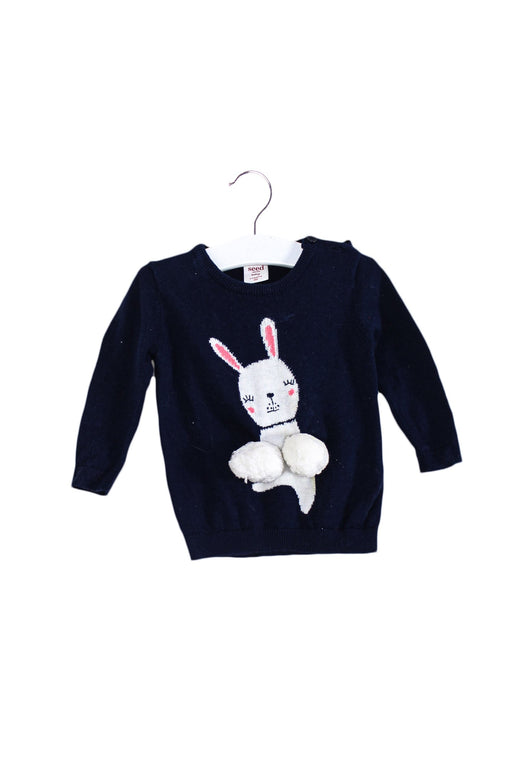A Navy Knit Sweaters from Seed in size 0-3M for girl. (Front View)