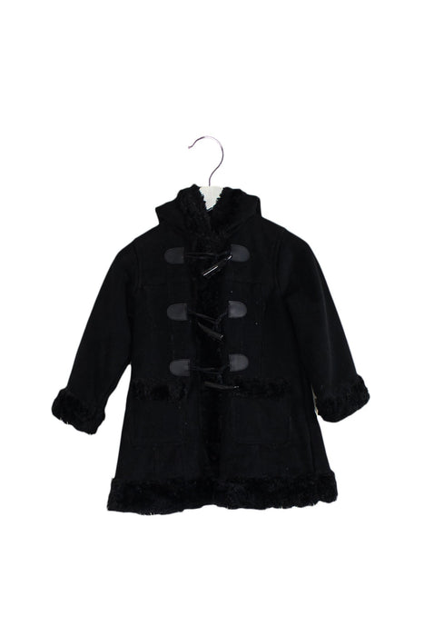 A Black Coats from Comme Ca Ism in size 2T for girl. (Front View)