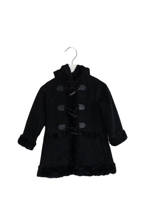 A Black Coats from Comme Ca Ism in size 2T for girl. (Front View)