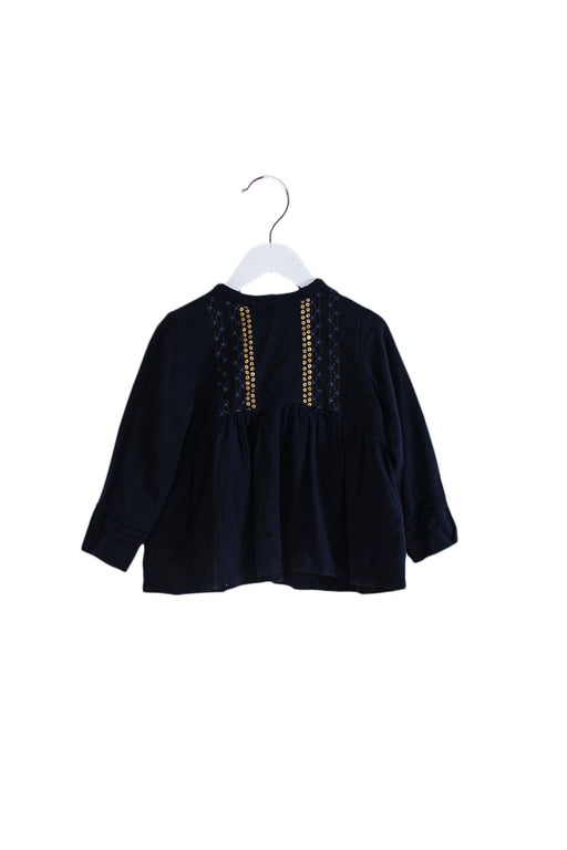 A Navy Long Sleeve Tops from Velveteen in size 4T for girl. (Front View)