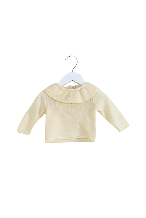 A White Long Sleeve Tops from Louis Louise in size 3-6M for girl. (Front View)