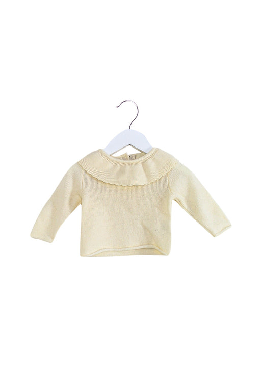 A White Long Sleeve Tops from Louis Louise in size 3-6M for girl. (Front View)