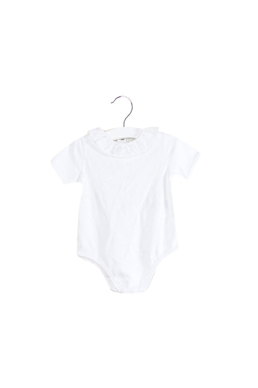 A White Short Sleeve Bodysuits from Nanos in size 6-12M for girl. (Front View)