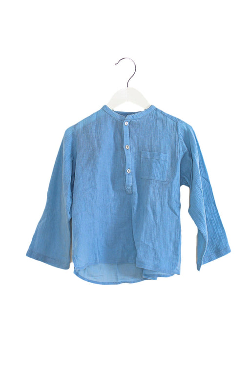A Blue Long Sleeve Tops from Bonton in size 3-6M for girl. (Front View)
