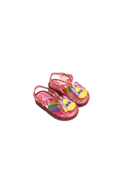 A Pink Sandals from Mini Melissa in size 12-18M for girl. (Front View)
