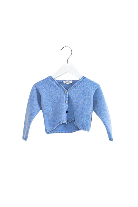 A Blue Cardigans from Gusella in size 12-18M for girl. (Front View)