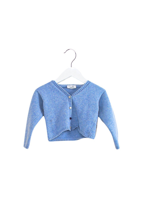 A Blue Cardigans from Gusella in size 12-18M for girl. (Front View)