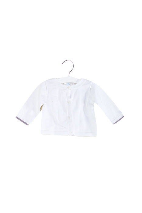 A White Cardigans from Jacadi in size 3-6M for girl. (Front View)
