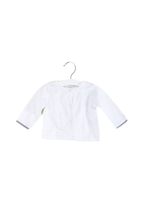 A White Cardigans from Jacadi in size 3-6M for girl. (Front View)