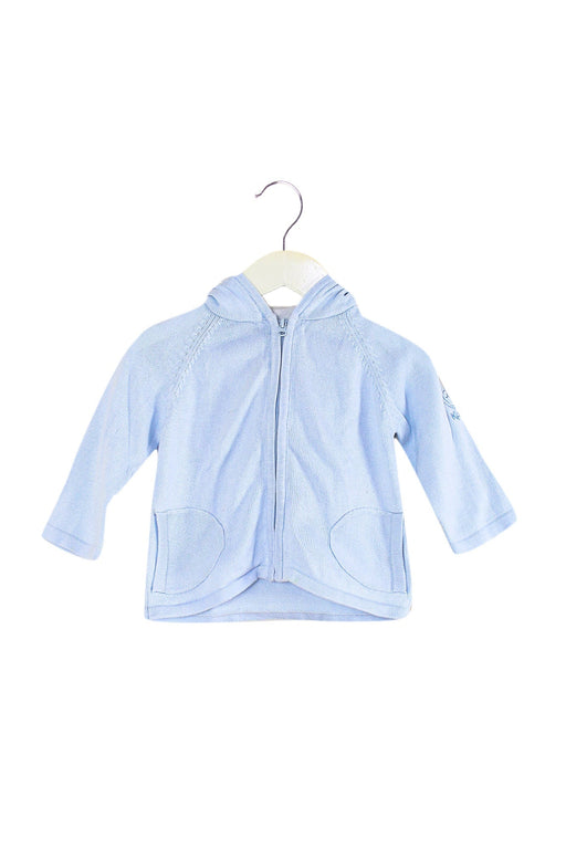 A Blue Zippered Sweatshirts from Kaloo in size 0-3M for girl. (Front View)