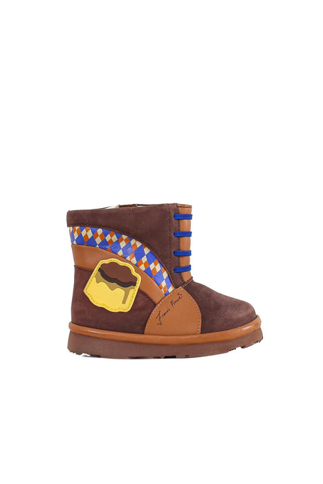 A Brown Winter Boots from Fiona's Prince in size 4T for girl. (Back View)