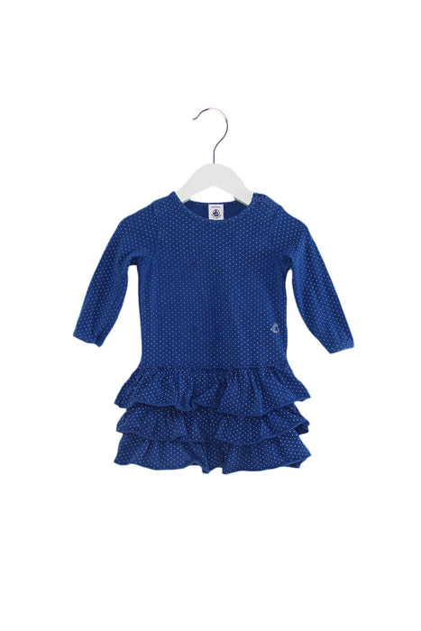A Blue Long Sleeve Dresses from Petit Bateau in size 6-12M for girl. (Front View)