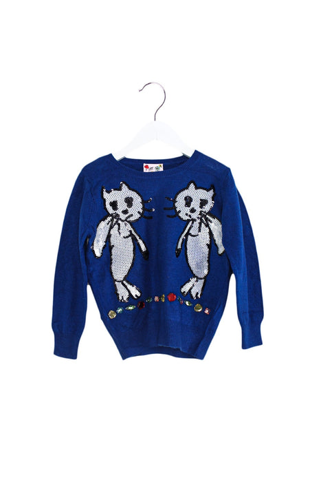 A Blue Knit Sweaters from Lovie by Mary J in size 2T for girl. (Front View)