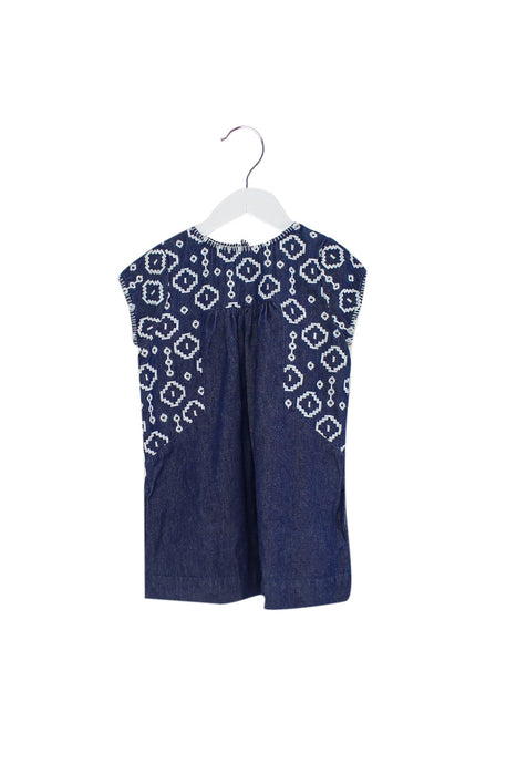 A Navy Short Sleeve Dresses from Velveteen in size 4T for girl. (Front View)