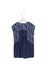 A Navy Short Sleeve Dresses from Velveteen in size 4T for girl. (Back View)