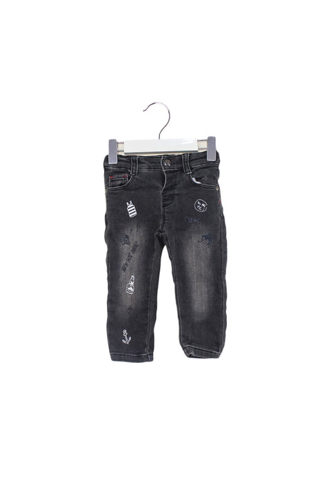 A Black Jeans from La Compagnie des Petits in size 6-12M for boy. (Front View)