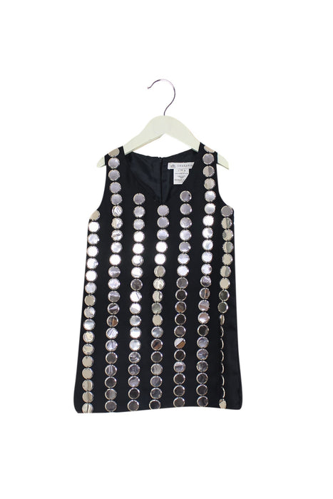 A Black Sleeveless Dresses from Charabia in size 4T for girl. (Front View)