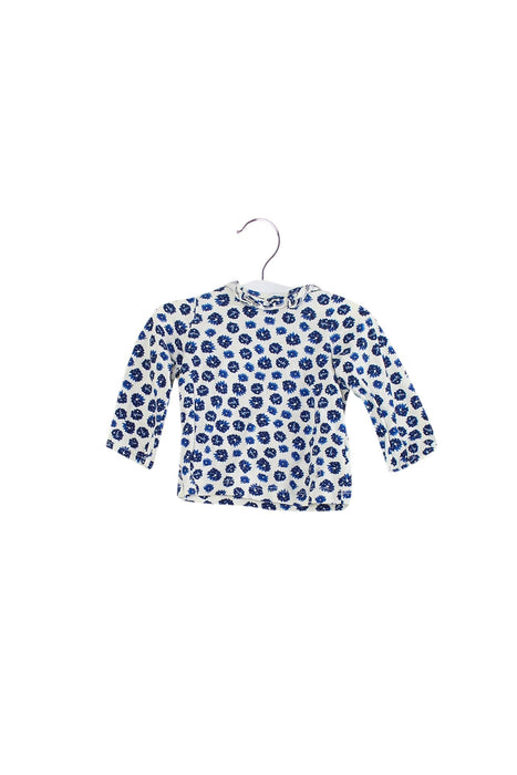 A Blue Long Sleeve Tops from Petit Bateau in size 3-6M for girl. (Front View)