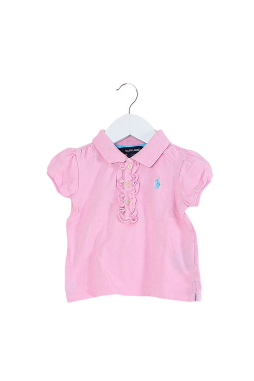 A Pink Short Sleeve Polos from Ralph Lauren in size 6-12M for girl. (Front View)