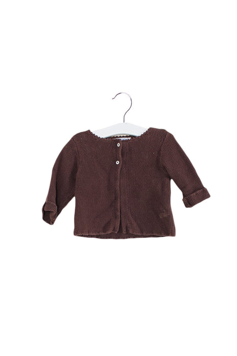 A Brown Cardigans from Jacadi in size 3-6M for girl. (Front View)