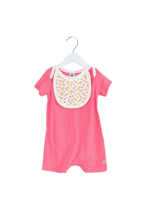 A Pink Short Sleeve Rompers from Petit Bateau in size 12-18M for girl. (Front View)