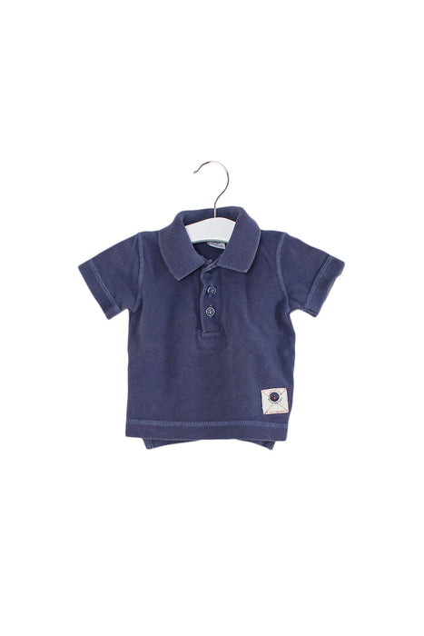 A Navy Short Sleeve Polos from Petit Bateau in size 3-6M for boy. (Front View)
