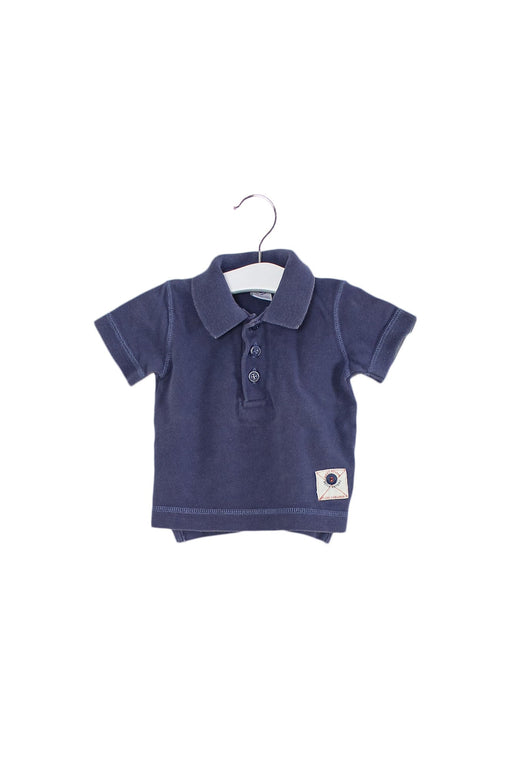 A Navy Short Sleeve Polos from Petit Bateau in size 3-6M for boy. (Front View)