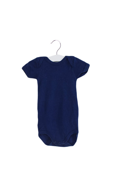 A Blue Short Sleeve Bodysuits from Petit Bateau in size 3-6M for boy. (Front View)