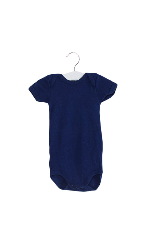 A Blue Short Sleeve Bodysuits from Petit Bateau in size 3-6M for boy. (Front View)