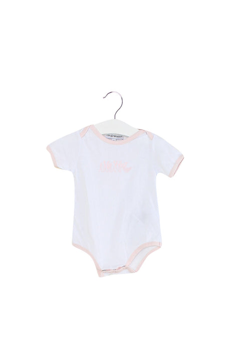 A White Short Sleeve Bodysuits from Armani in size 3-6M for girl. (Front View)