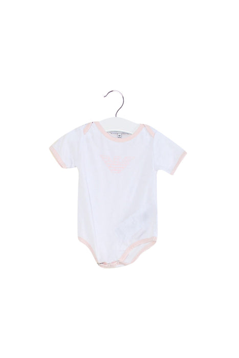 A White Short Sleeve Bodysuits from Armani in size 3-6M for girl. (Front View)