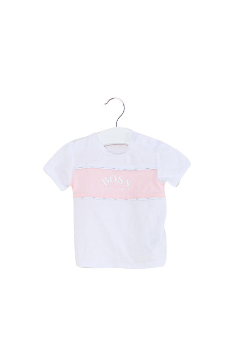 A White Short Sleeve T Shirts from Boss in size 3-6M for girl. (Front View)