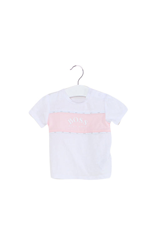 A White Short Sleeve T Shirts from Boss in size 3-6M for girl. (Front View)