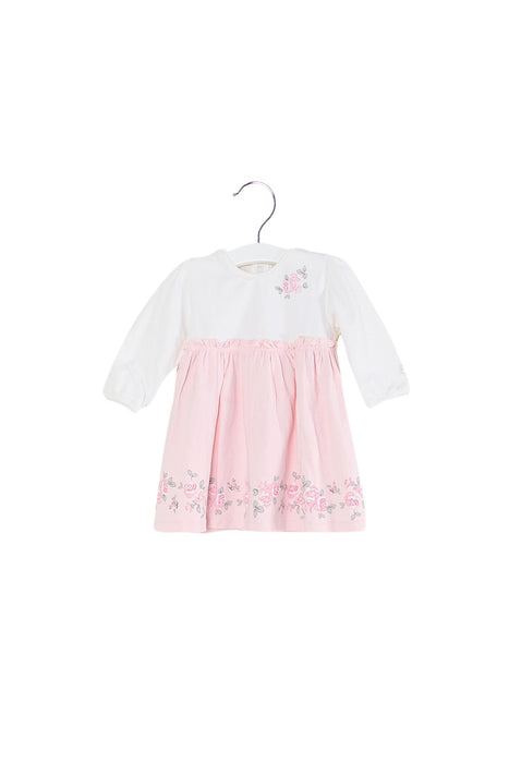 A Pink Long Sleeve Dresses from Emile et Ida in size 3-6M for girl. (Front View)
