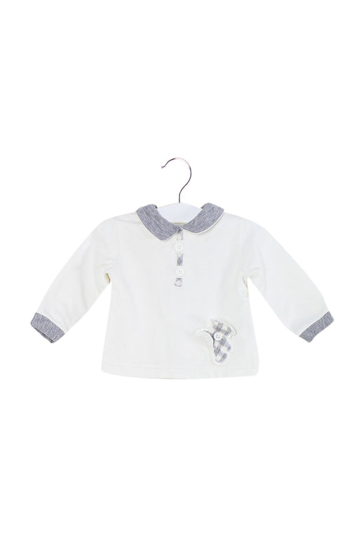 A White Long Sleeve Tops from Chickeeduck in size 3-6M for boy. (Front View)