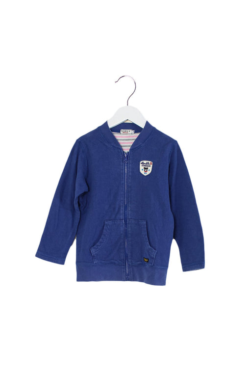 A Blue Zippered Sweatshirts from Miki House in size 4T for girl. (Front View)