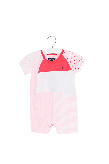 A Pink Short Sleeve Rompers from Tommy Hilfiger in size 3-6M for girl. (Front View)