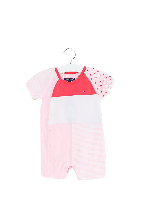 A Pink Short Sleeve Rompers from Tommy Hilfiger in size 3-6M for girl. (Front View)