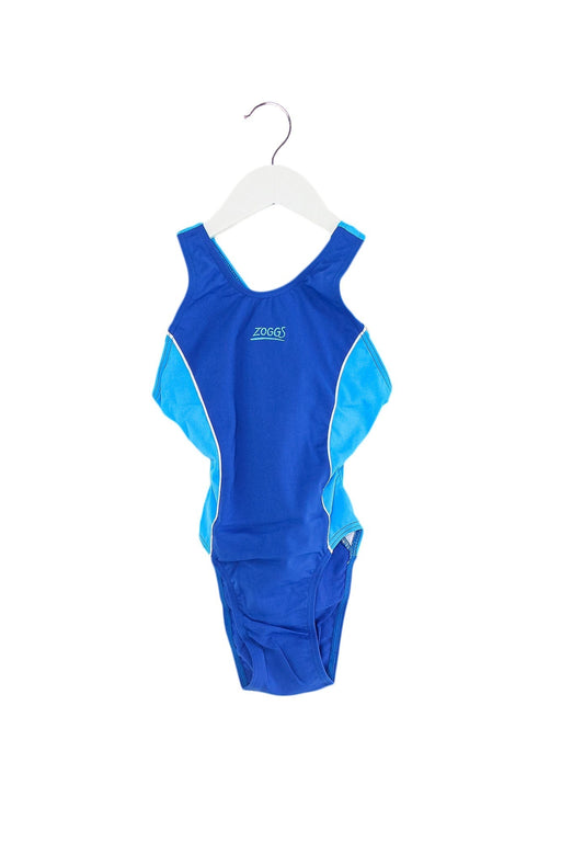 A Blue Swimsuits from Zoggs in size 6T for girl. (Front View)