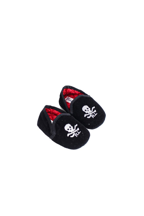 A Black Slip Ons from Ralph Lauren in size 0-3M for girl. (Front View)