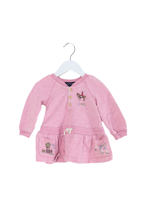 A Pink Long Sleeve Dresses from Ralph Lauren in size 6-12M for girl. (Front View)