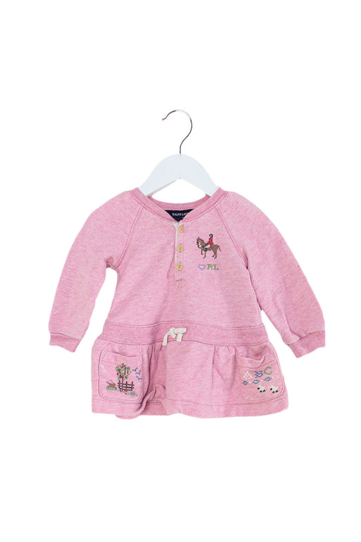 A Pink Long Sleeve Dresses from Ralph Lauren in size 6-12M for girl. (Front View)