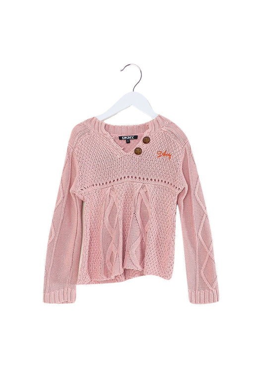 A Pink Knit Sweaters from DKNY in size 4T for girl. (Front View)