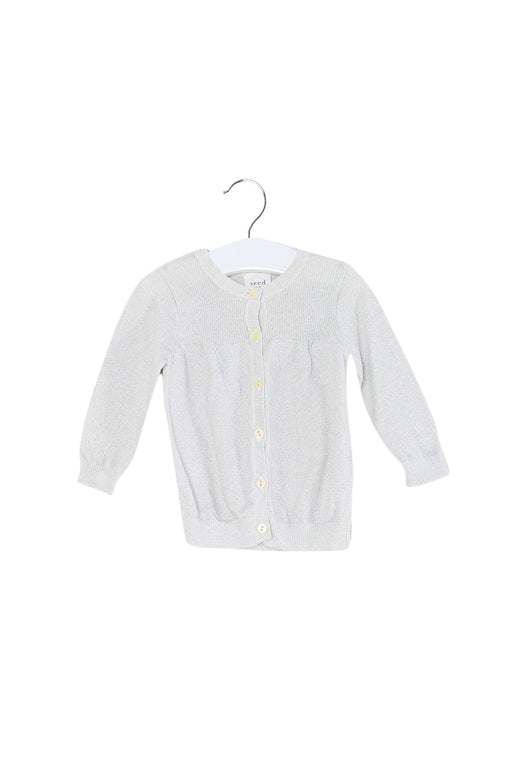 A Silver Cardigans from Seed in size 3-6M for girl. (Front View)